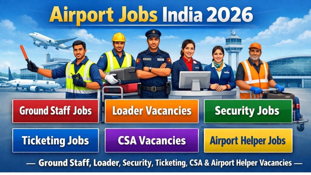 Airport Jobs India 2026 – Ground Staff, Loader, Security, Ticketing, CSA & Airport Helper Vacancies